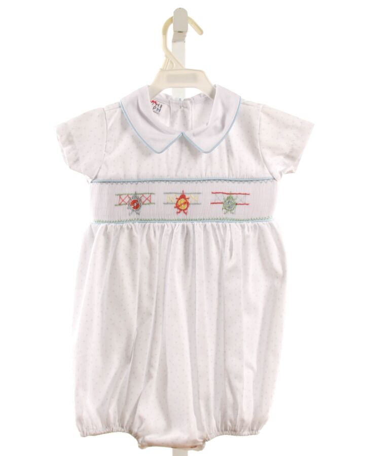 RUTH AND RALPH  LT BLUE  POLKA DOT SMOCKED BUBBLE