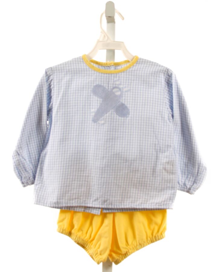 HANNAH KATE  LT BLUE  GINGHAM APPLIQUED 2-PIECE OUTFIT