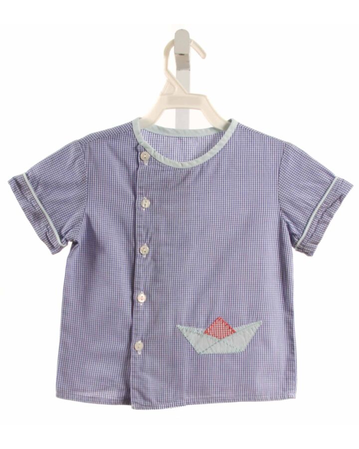 MARY & GRACE  BLUE  GINGHAM APPLIQUED SHIRT-SS