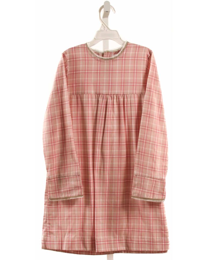 HANNAH KATE  PINK  PLAID  DRESS WITH PICOT STITCHING