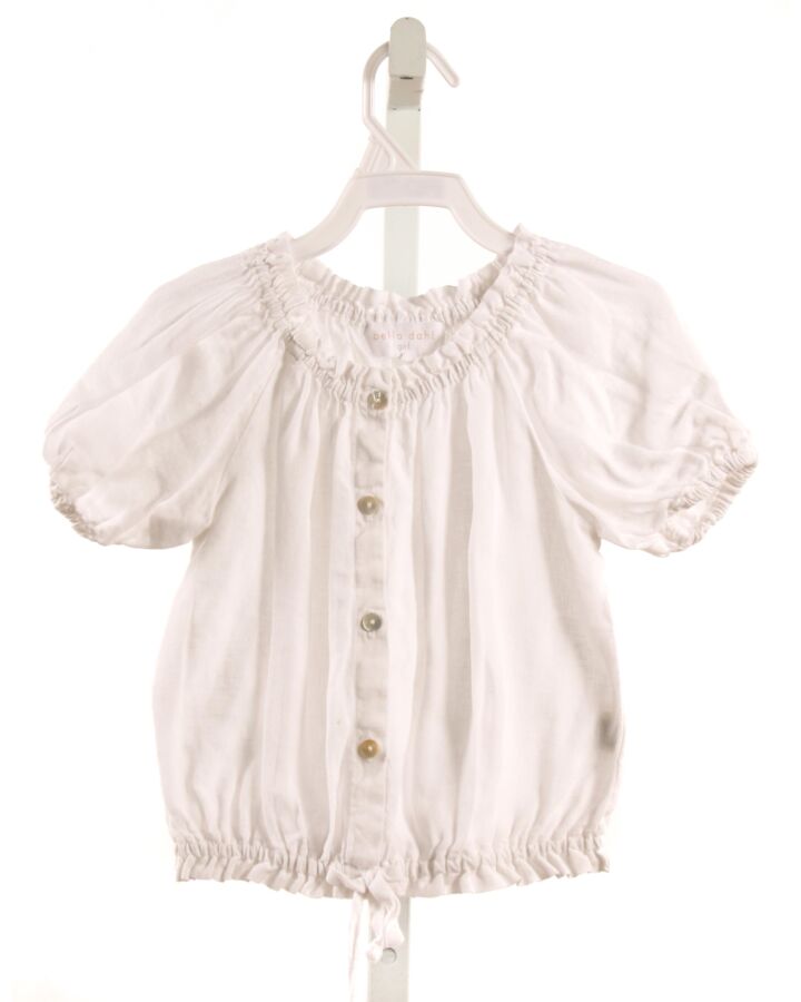 BELLA DAHL  WHITE LINEN  SMOCKED SHIRT-SS