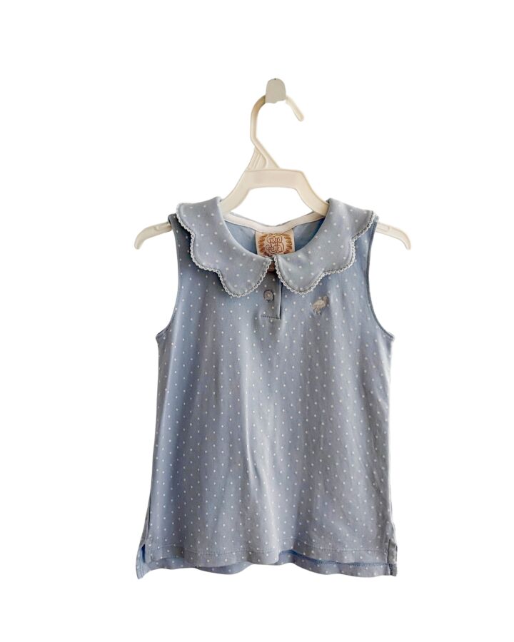 THE BEAUFORT BONNET COMPANY  BLUE  POLKA DOT  SLEEVELESS SHIRT WITH PICOT STITCHING