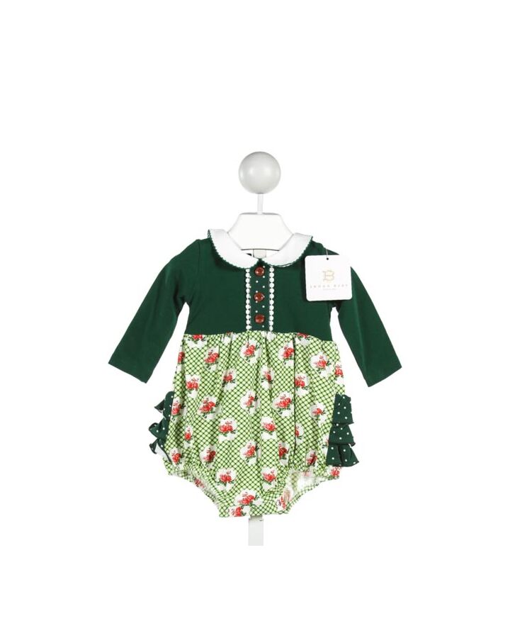 SWOON BABY CLOTHING  GREEN KNIT FLORAL  BUBBLE WITH PICOT STITCHING