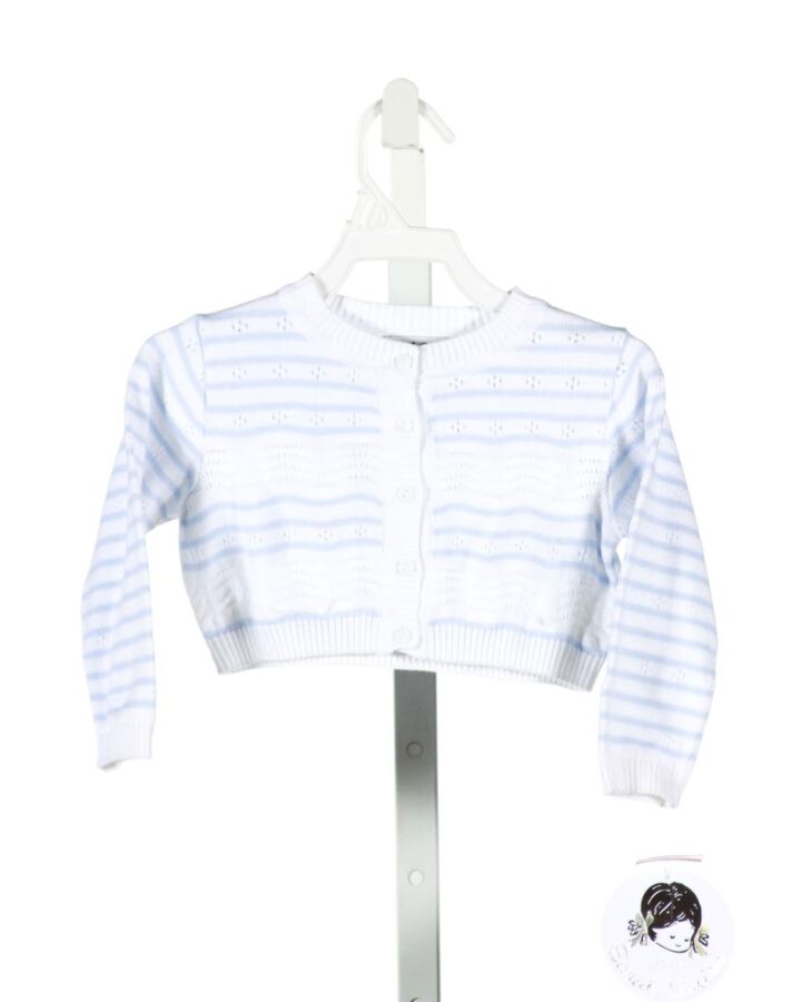 SARAH LOUISE  LT BLUE  STRIPED  CARDIGAN 