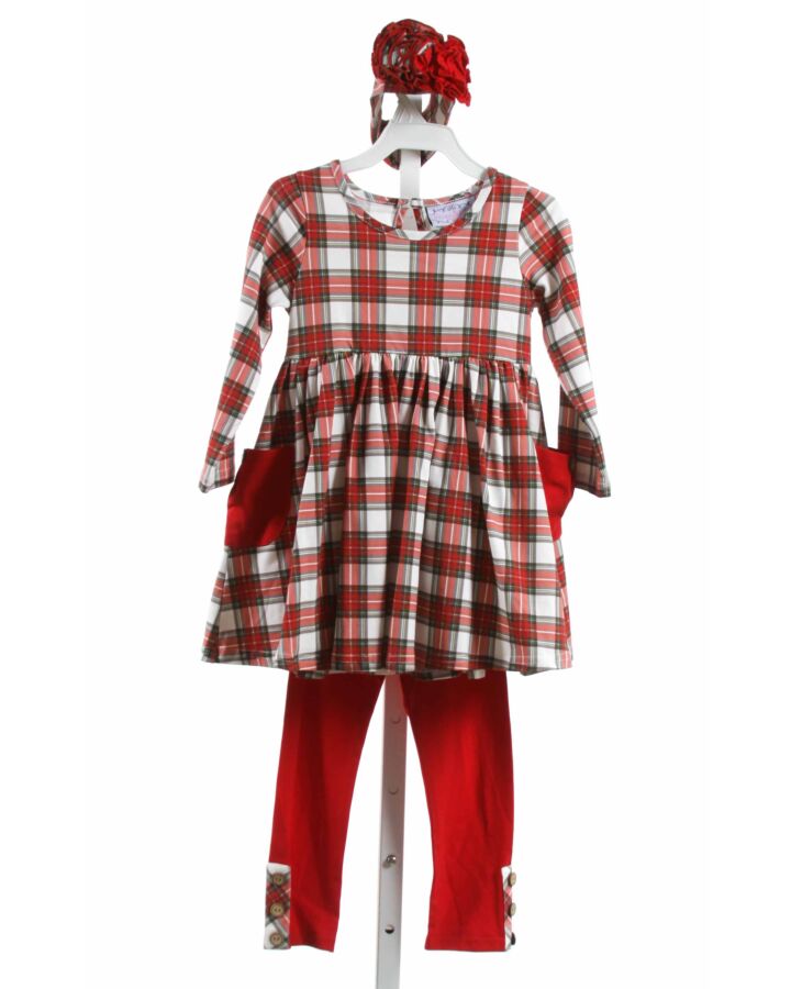 SERENDIPITY  RED  PLAID  2-PIECE OUTFIT WITH EYELET TRIM