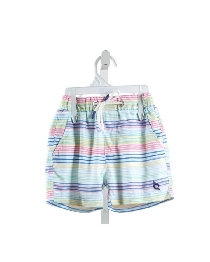 BLUE QUAIL  MULTI-COLOR  STRIPED  SWIM TRUNKS