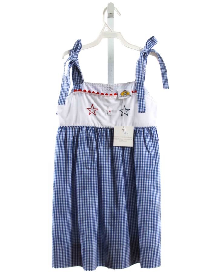 THE YELLOW LAMB  BLUE  GINGHAM EMBROIDERED DRESS