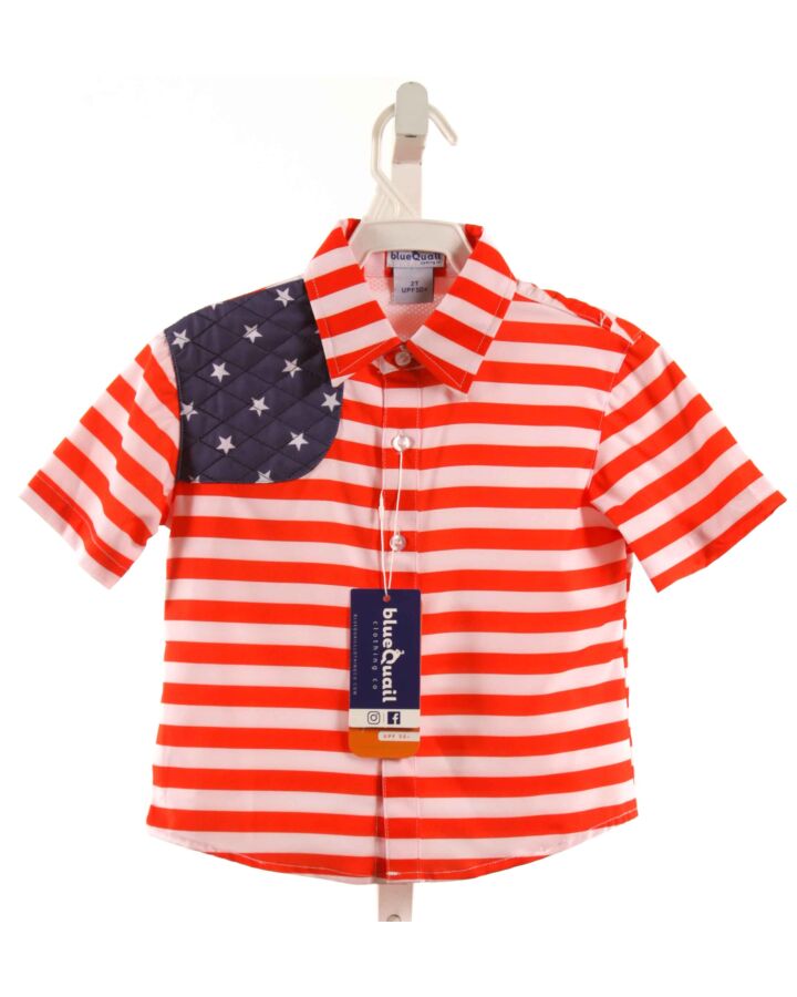 BLUE QUAIL  RED  STRIPED  SHIRT-SS