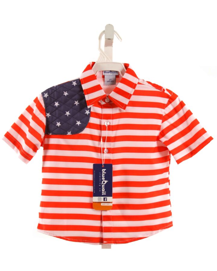 BLUE QUAIL  RED  STRIPED  SHIRT-SS