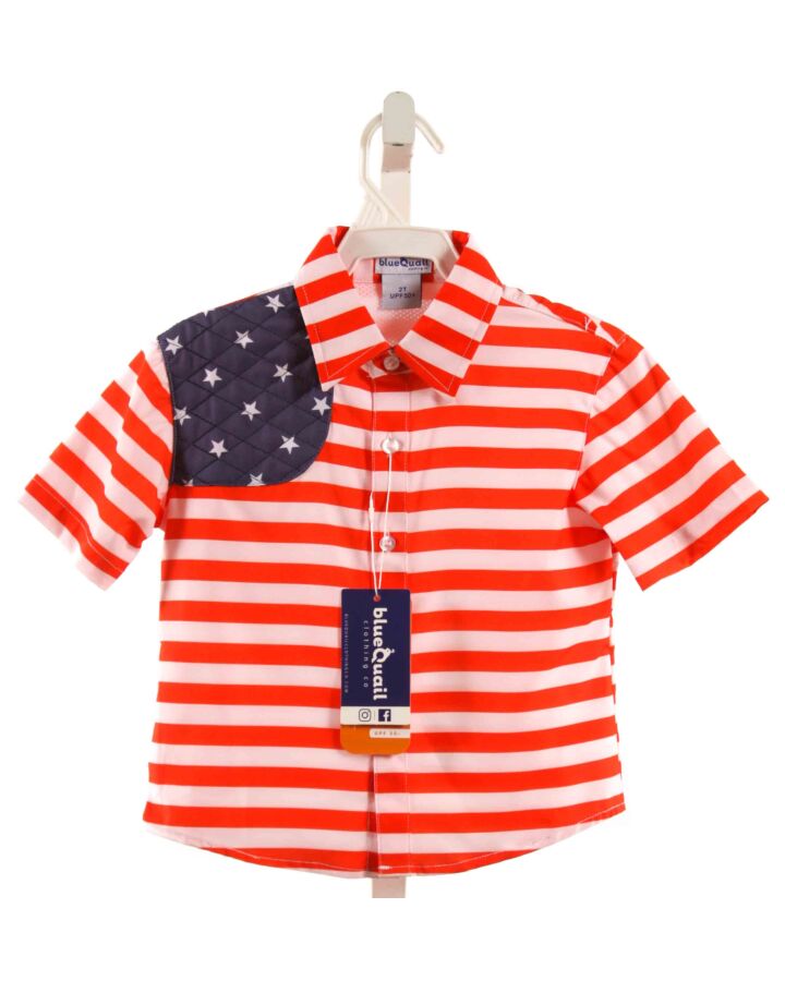 BLUE QUAIL  RED  STRIPED  SHIRT-SS