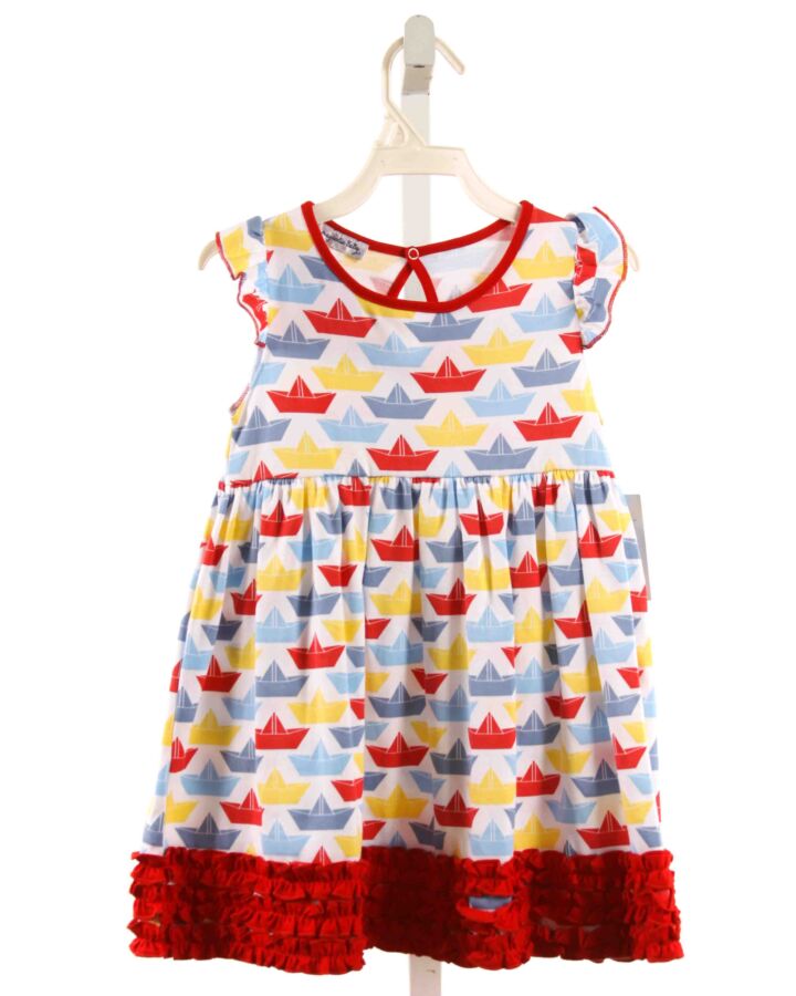 MAGNOLIA BABY  MULTI-COLOR  PRINT  KNIT DRESS WITH RUFFLE