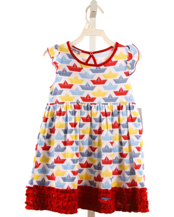 MAGNOLIA BABY  MULTI-COLOR  PRINT  KNIT DRESS WITH RUFFLE