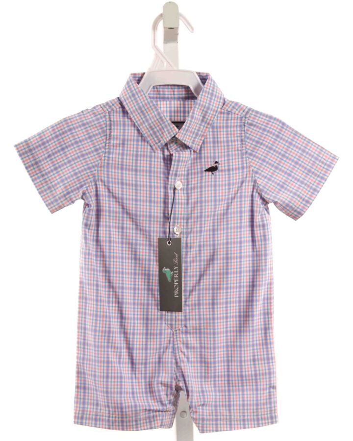 PROPERLY TIED  LT BLUE  PLAID  SHORTALL