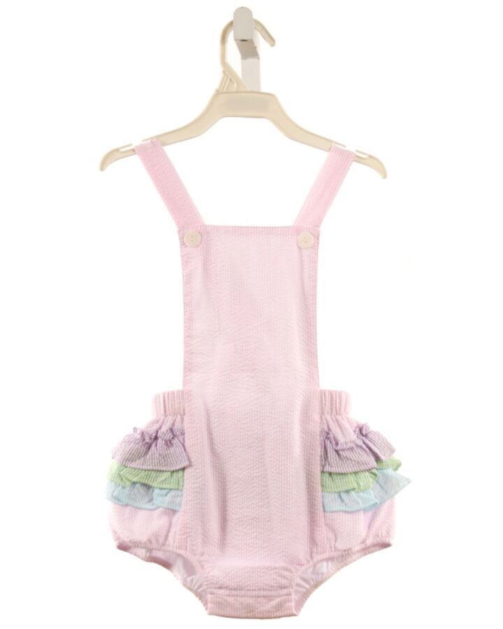 THE YELLOW LAMB  LAVENDER SEERSUCKER STRIPED  BUBBLE WITH RUFFLE