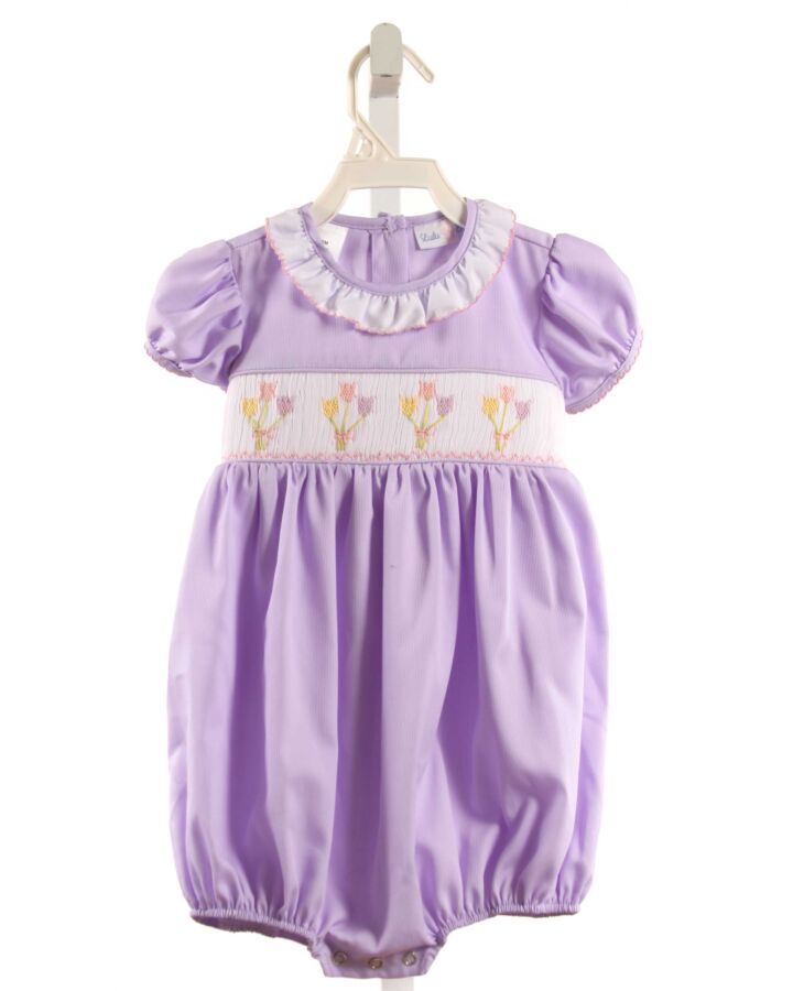 LULU BEBE  PURPLE  FLORAL SMOCKED BUBBLE WITH RUFFLE