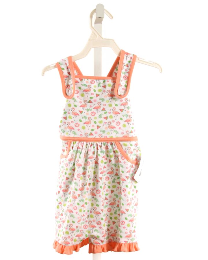 BABY BLISS  PINK  PRINT  KNIT ROMPER WITH RUFFLE