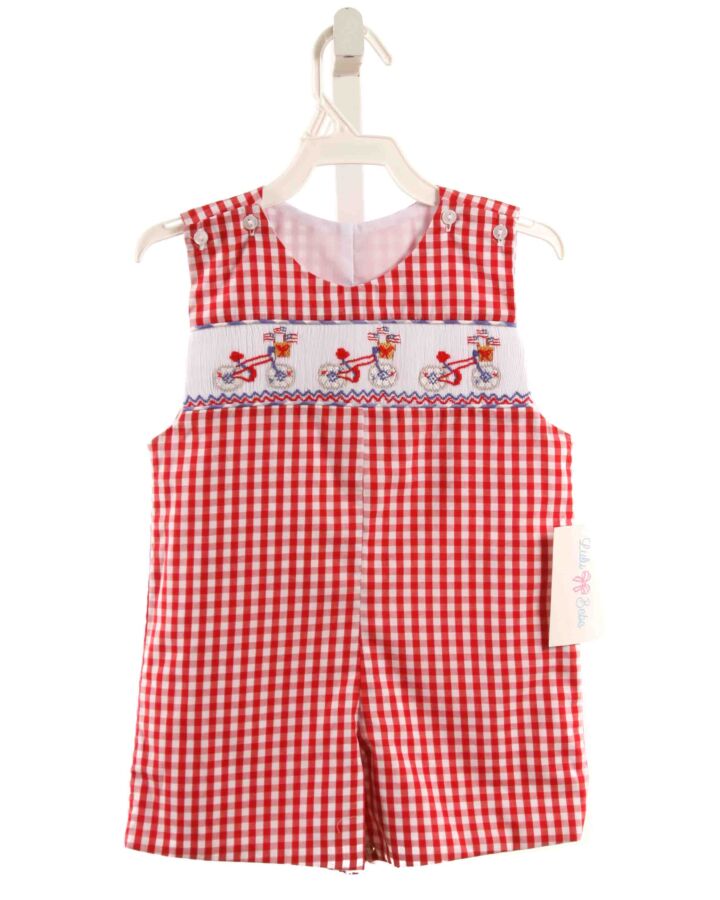 LULU BEBE  RED  GINGHAM SMOCKED JON JON