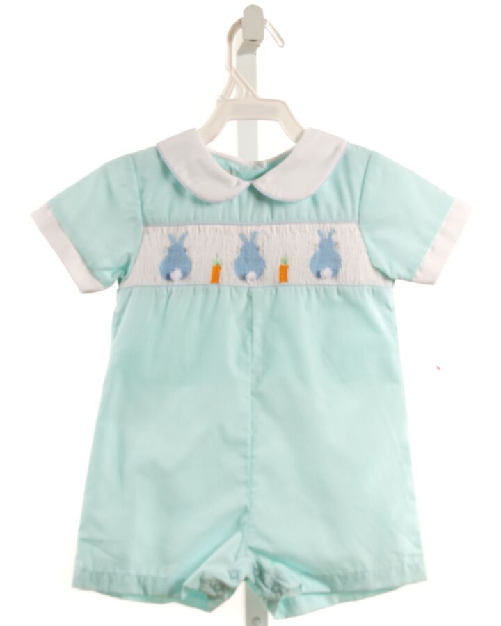 PETIT AMI  MINT  GINGHAM SMOCKED SHORTALL