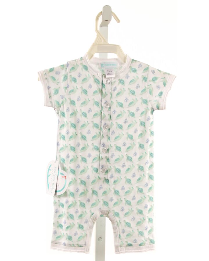 FEATHER BABY  GREEN  PRINT  KNIT ROMPER