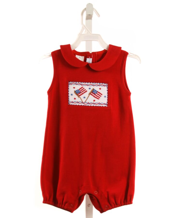 VIVE LA FETE  RED   SMOCKED KNIT ROMPER