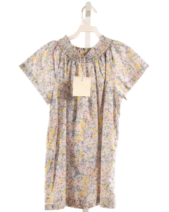 CREAMIE  YELLOW  FLORAL SMOCKED SHIRT-SS