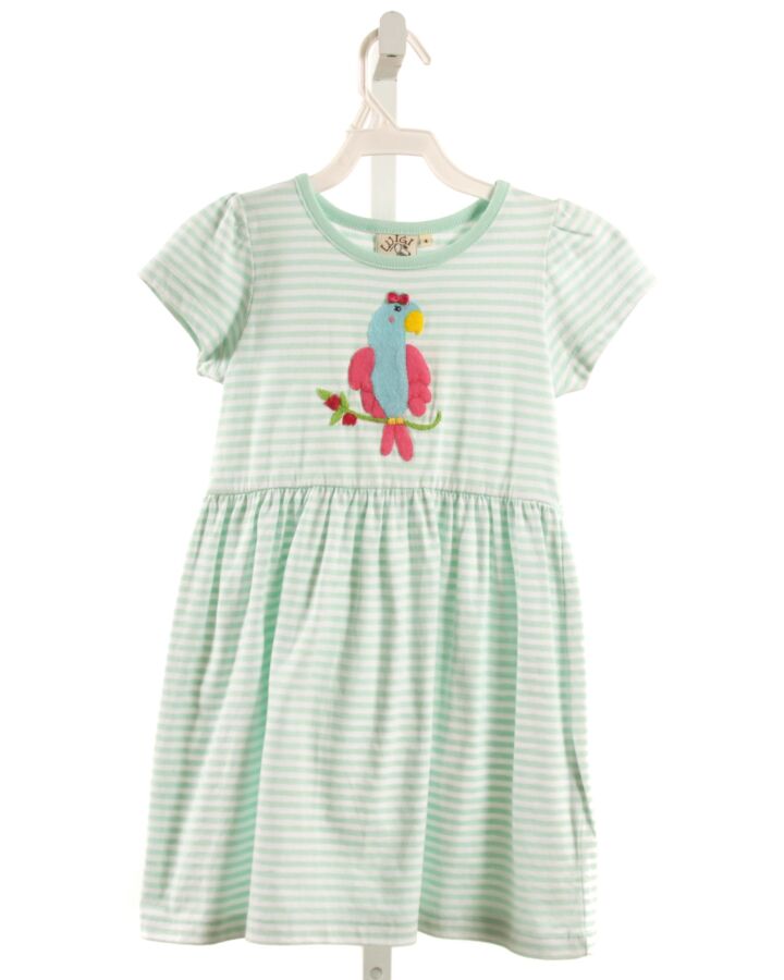 LUIGI  MINT  STRIPED APPLIQUED KNIT DRESS