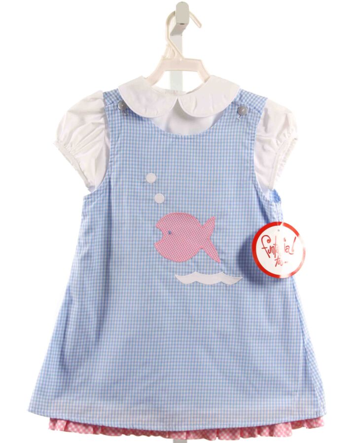 FUNTASIA TOO  LT BLUE  GINGHAM APPLIQUED DRESS