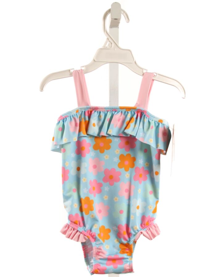 JAMES & LOTTIE  BLUE  FLORAL  1-PIECE SWIMSUIT WITH RUFFLE