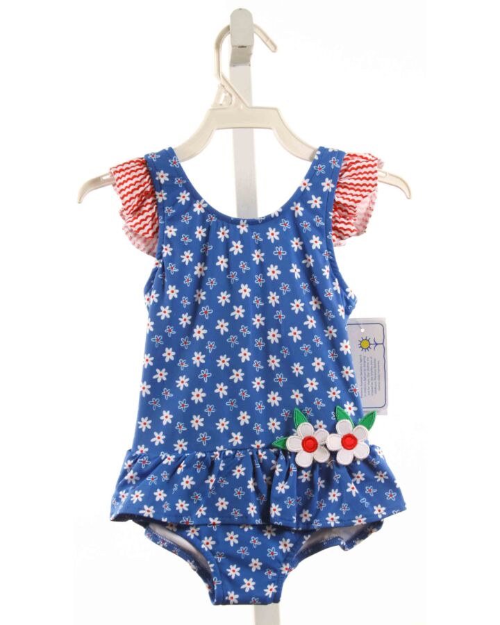 FLORENCE EISEMAN  BLUE  FLORAL  1-PIECE SWIMSUIT