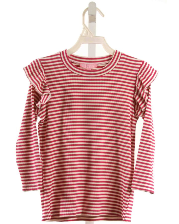 BISBY BY LITTLE ENGLISH  PURPLE  STRIPED  KNIT LS SHIRT WITH RUFFLE