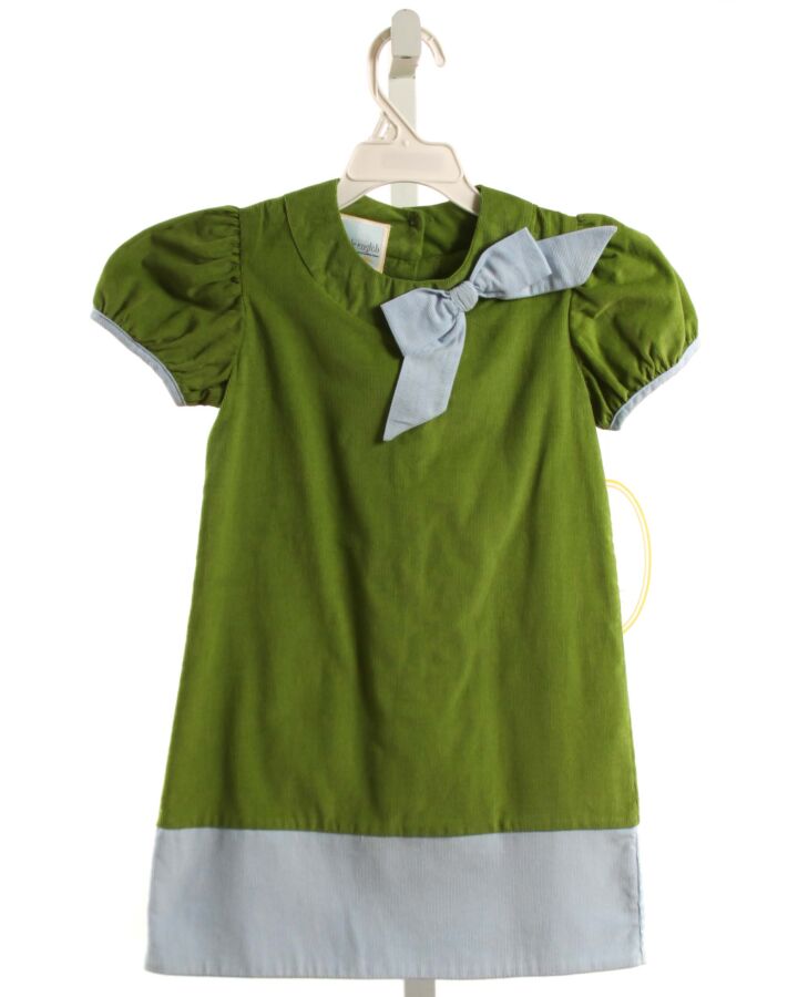 LITTLE ENGLISH  GREEN CORDUROY   DRESS WITH BOW