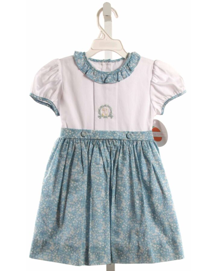 PEGGY GREEN  BLUE  FLORAL EMBROIDERED DRESS