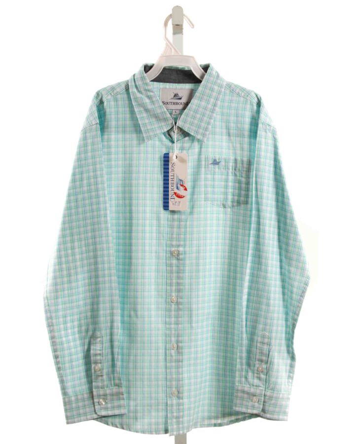 SOUTHBOUND  MINT  PLAID  DRESS SHIRT