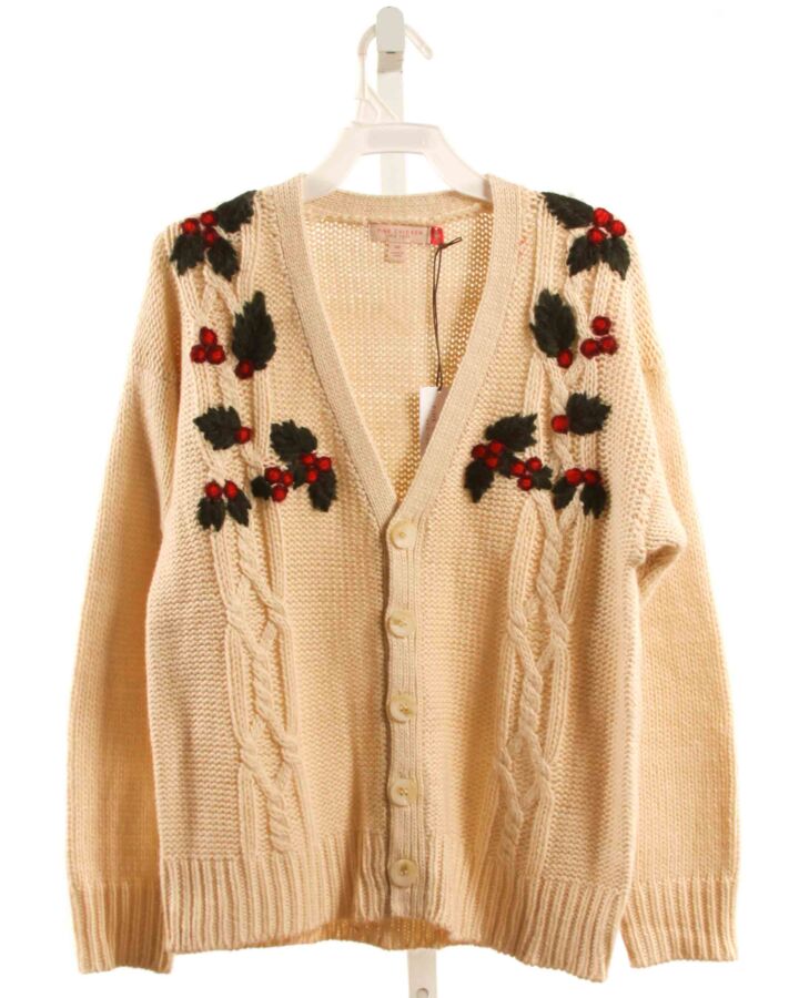 PINK CHICKEN  IVORY   EMBROIDERED CARDIGAN