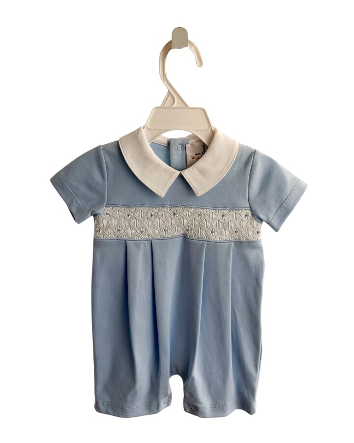 MADDIE & CONNER  BLUE KNIT  SMOCKED SHORTALL