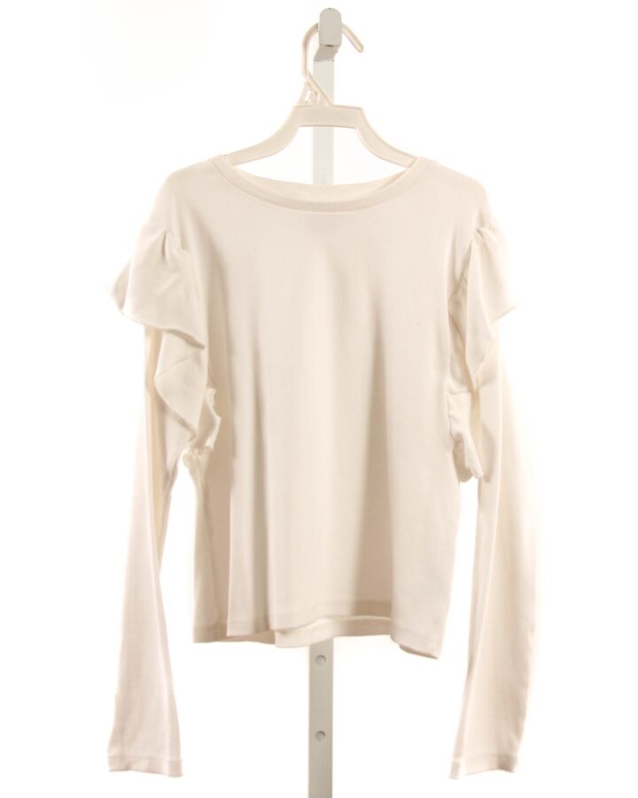 ZARA  OFF-WHITE    KNIT LS SHIRT WITH RUFFLE