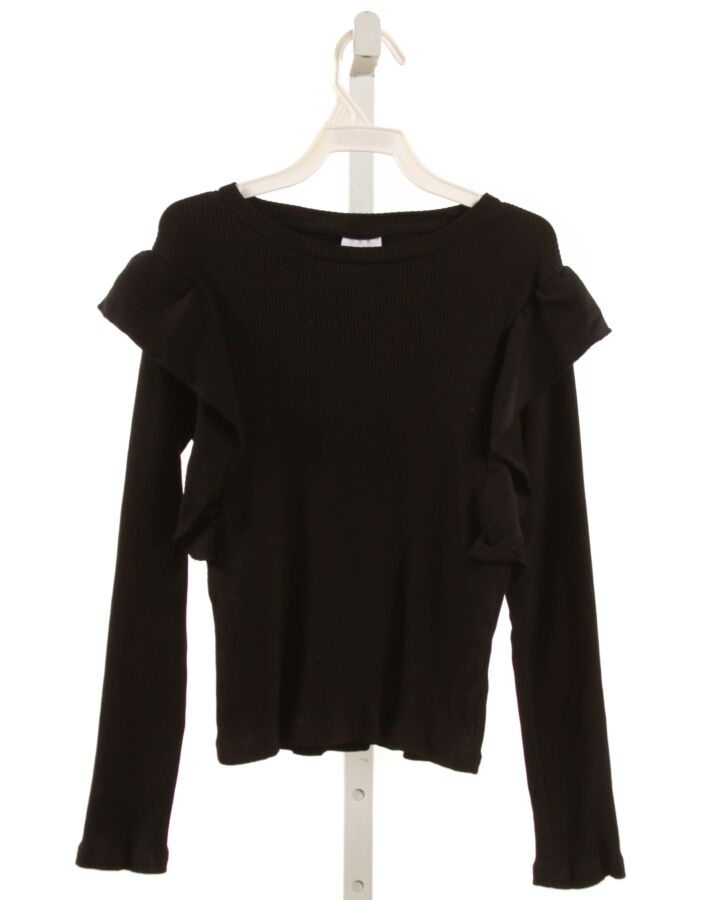 ZARA  BLACK    KNIT LS SHIRT WITH RUFFLE