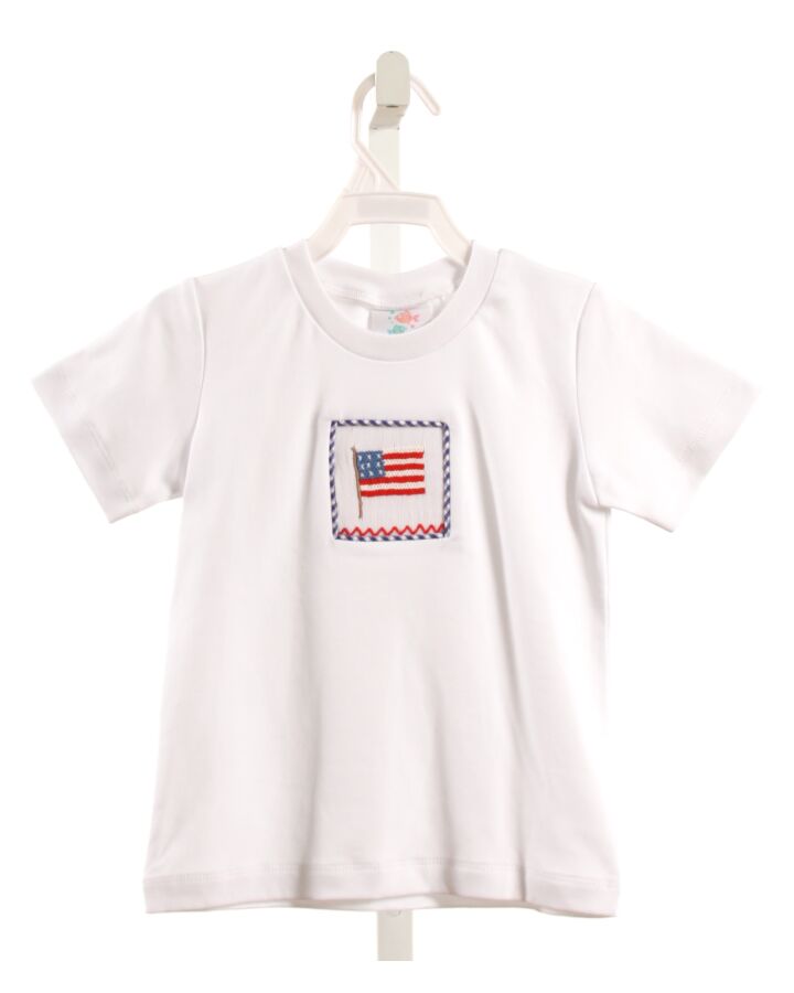 STITCHY FISH  WHITE   SMOCKED KNIT SS SHIRT