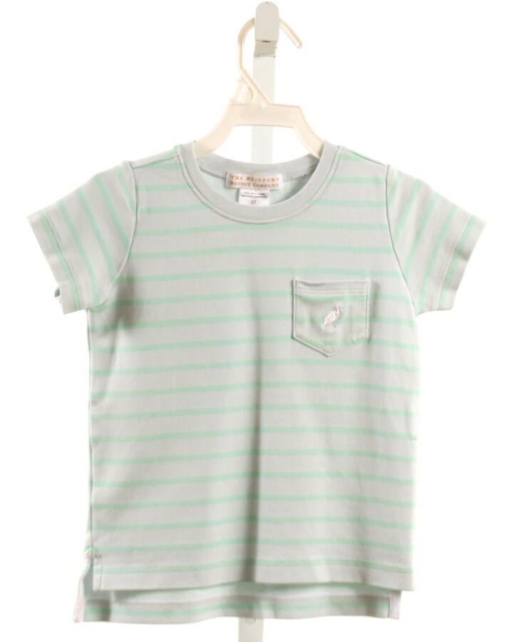 THE BEAUFORT BONNET COMPANY  MINT  STRIPED  KNIT SS SHIRT