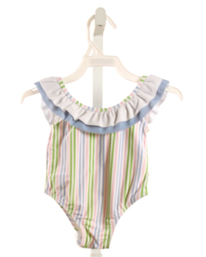 LITTLE ENGLISH  MULTI-COLOR  STRIPED  1-PIECE SWIMSUIT WITH RUFFLE