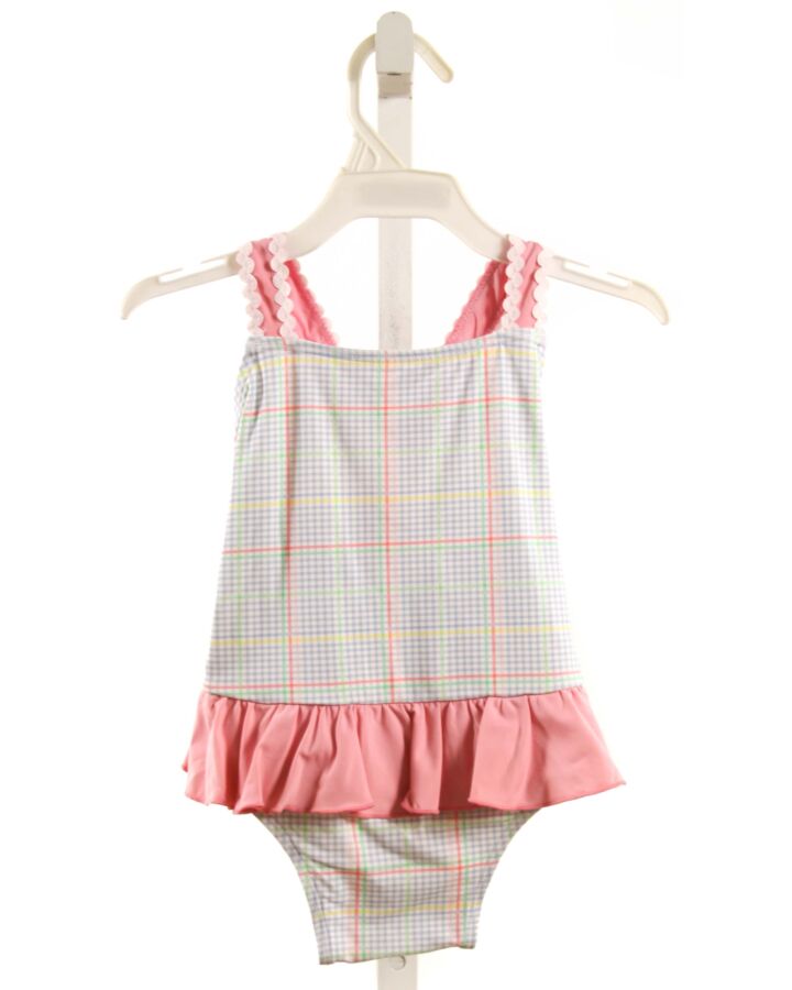 THE BEAUFORT BONNET COMPANY  PINK  PLAID  1-PIECE SWIMSUIT WITH RIC RAC