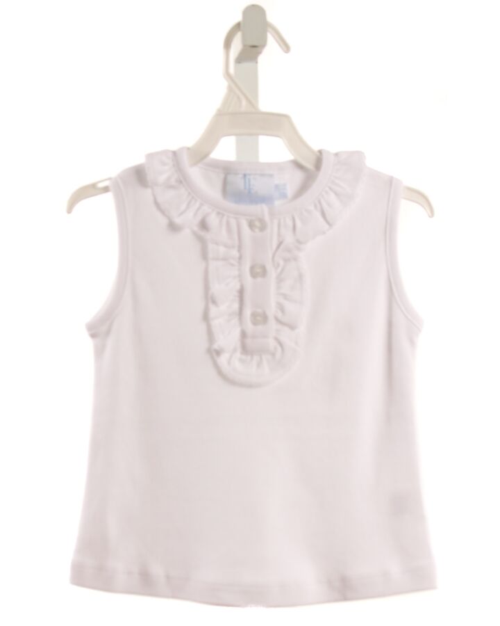 LITTLE ENGLISH  WHITE    SLEEVELESS SHIRT WITH RUFFLE