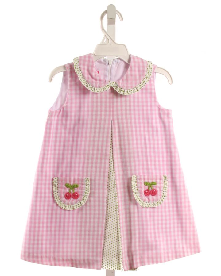 CLAIRE AND CHARLIE  PINK  GINGHAM EMBROIDERED DRESS