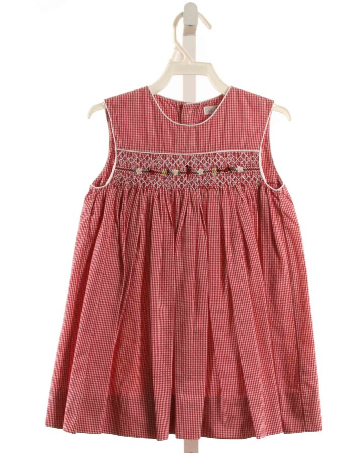 PETIT AMI  RED  GINGHAM SMOCKED DRESS