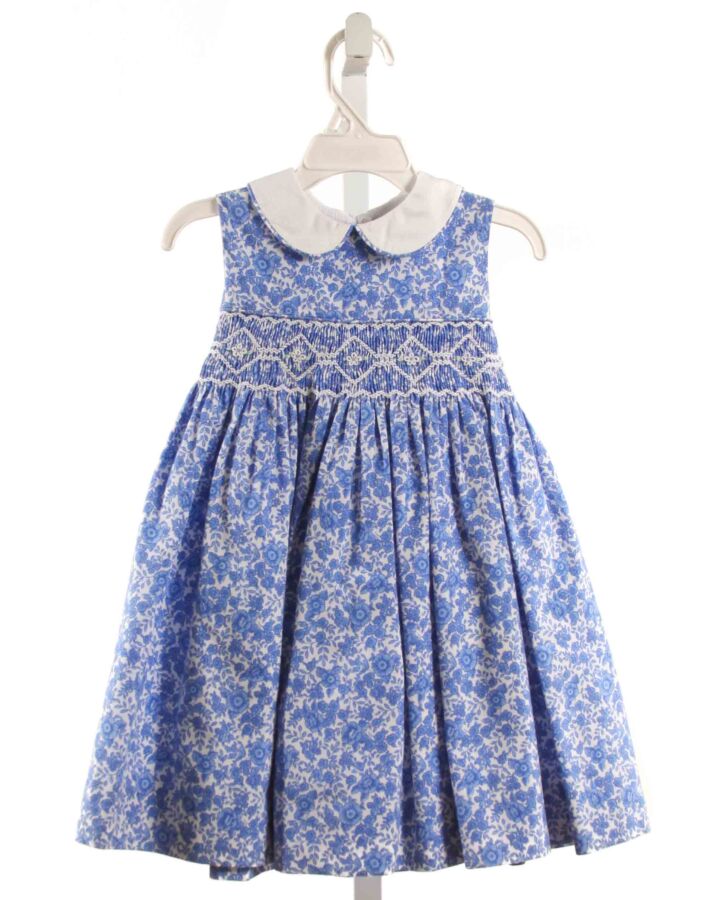 ANAVINI  BLUE  FLORAL SMOCKED DRESS