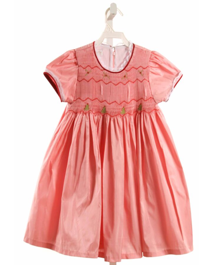 DONDOLO  PINK   SMOCKED DRESS WITH LACE TRIM