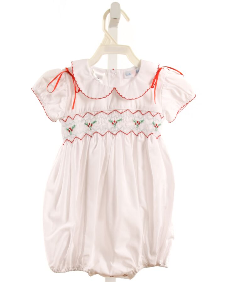 LULU BEBE  WHITE   SMOCKED DRESSY BUBBLE WITH PICOT STITCHING