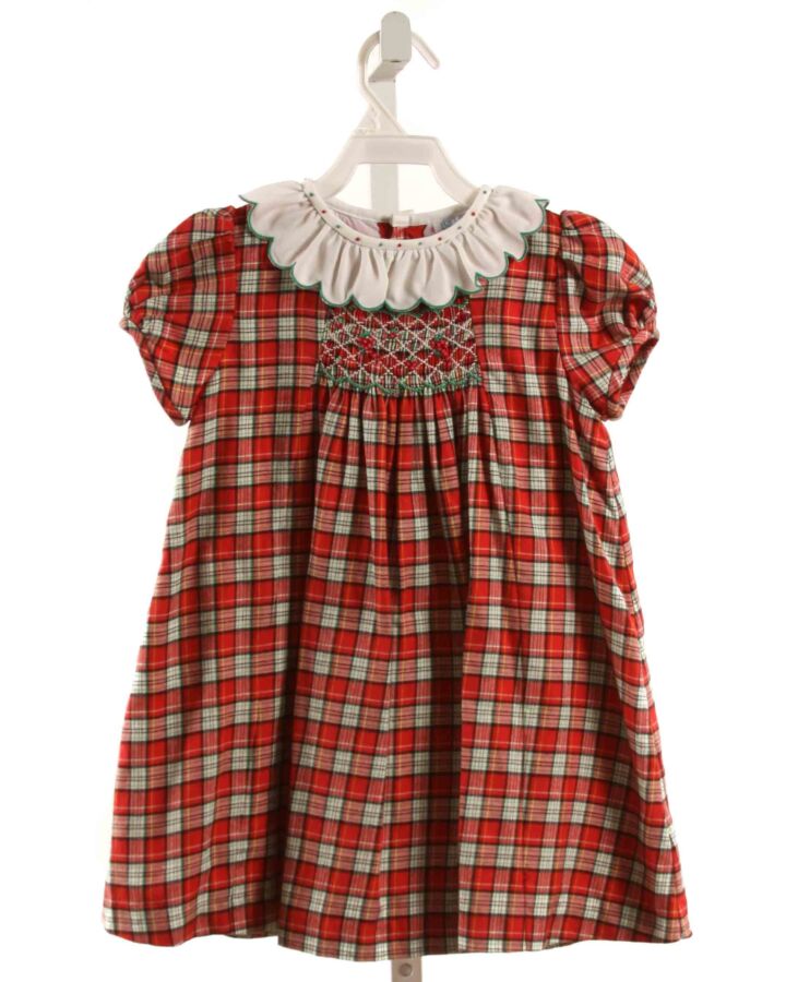 LULI & ME  RED  PLAID SMOCKED DRESS