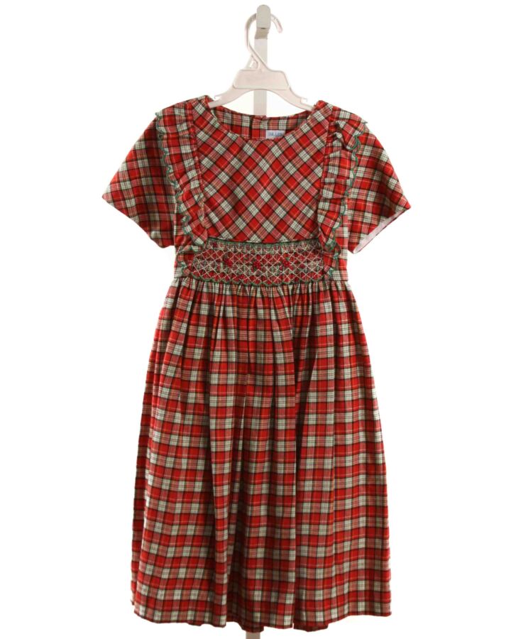 LULI & ME  RED  PLAID SMOCKED DRESS