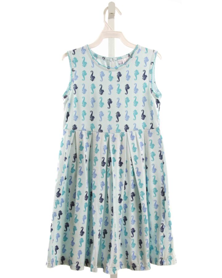 RACHEL RILEY  LT BLUE  PRINT  KNIT DRESS WITH PICOT STITCHING